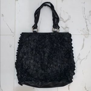 BLACK ITALIAN LEATHER TOTE